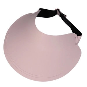 Pink wide brim sun visor hat with adjustable black elastic strap for outdoor sports