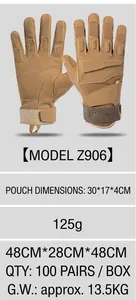 Detailed specs of tan tactical touchscreen gloves with protective padding and anti-slip grip