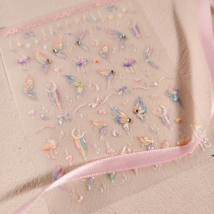 Laser butterfly nail stickers with star and moon patterns for DIY manicures TL-52