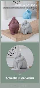 Macro shot of creative female form scented candles in diverse Morandi color tones
