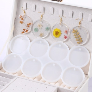 Silicone earring molds for resin craft with dried flower pendant jewelry display