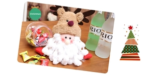 Detailed plush Santa reindeer doll with soft pom-pom beard for Christmas gift decoration