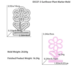 DIY sunflower silicone mold and resin crafts with product dimensions and weight details