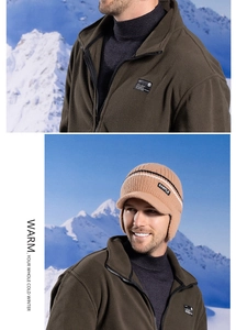 Winter thermal knit baseball cap with earflaps and fleece lining for outdoor cold weather