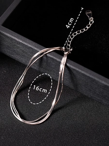 Close-up of S925 silver double-layered snake chain bracelet with 16cm main chain and 4cm extender