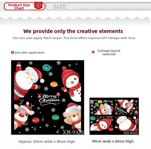 Tableau détaillé des tailles pour sticker mural Père Noël avec dimensions et guide