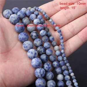 Comparison of 4mm to 12mm natural blue spot stone beads for jewelry making