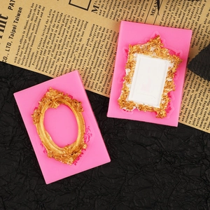Pink vintage photo frame silicone cake mold for DIY baking and clay crafts