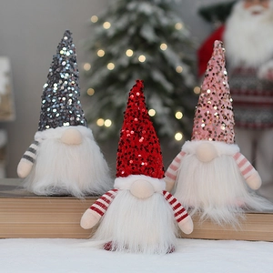 Pailletten gesichtslose Wichtel Plüschpuppen mit Licht für Weihnachts Tischdeko Ornamente.
