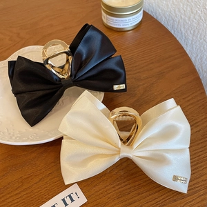 Elegant Bowknot Hair Clip Satin Organza Chiffon Alloy Shark Claw Banana Clip For Women Girls French Style