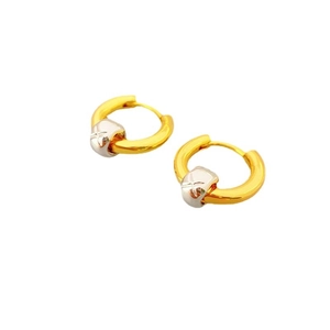 French style dual-tone quilted gold and silver hoop earrings for elegant women