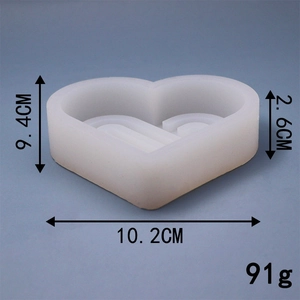 Rainbow arch heart silicone mold for candles with precise dimension and weight display