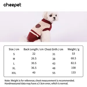 Elastic knitted dog sweater with size chart for autumn winter pet warm clothing