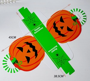 Size specifications of the Halloween pumpkin paper candy box with handle measurements
