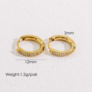Detailed size specifications for gold cubic zirconia paved earrings with 12mm diameter