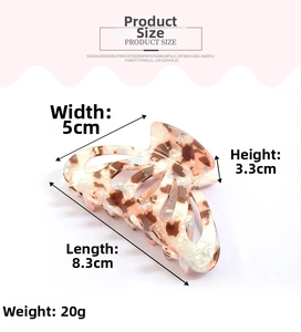 Product size detail of tortoiseshell acetate claw clip measuring 8.3cm in length