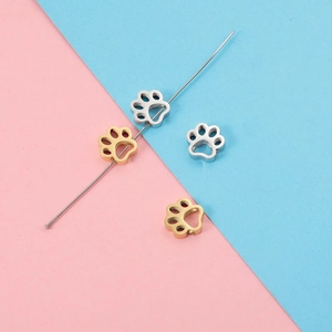 Perles de breloques en forme de patte de chien dorées et argentées pour la bijouterie