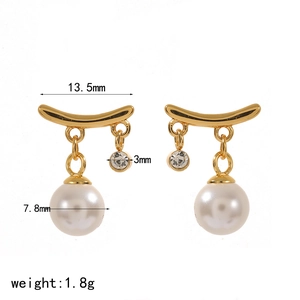 Detailed size specifications of pearl drop earrings with 7.8mm pearl and 1.8g weight