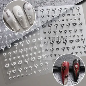 Detail of SO-173 nail art stickers featuring melting heart patterns and 3D liquid effects