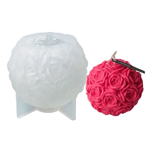 Molde de silicona para vela de bola de rosa 3D con base de trípode y acabado artesanal