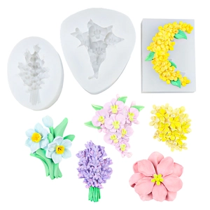 Silicone flower molds for orchid, lavender and plumeria fondant or aromatherapy crafts