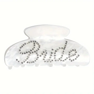 Pince à cheveux Bride en acétate blanc avec reflets sirène et strass pour le mariage
