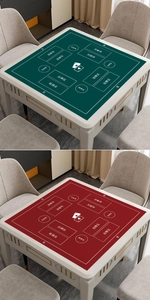 Detail of high-end anti-slip poker table mat showing game zones and compass markers