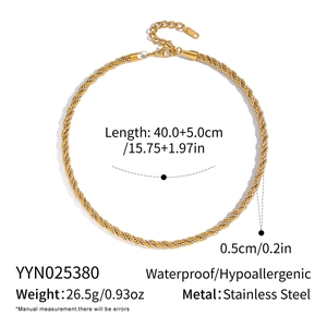 Tableau détaillé des tailles pour collier chaîne torsadée bicolore en acier inox
