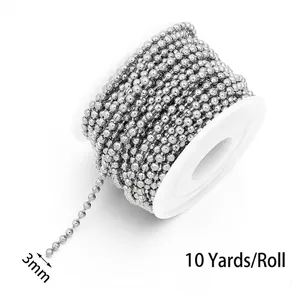 3mm stainless steel bead ball chain in silver finish for DIY jewelry 10 yards per roll