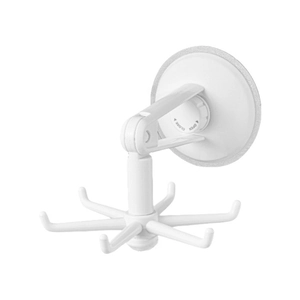 White rotating six-claw kitchen hook with 360-degree suction cup wall mount design