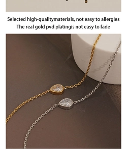 Detail of PVD gold and silver teardrop zircon bracelets with non-tarnish finish