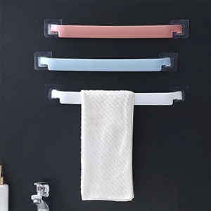 Wall Mounted Towel Rack PP Plastic No Drilling Self Adhesive Bar For Bathroom Kitchen Slipper Storage Holder Simple