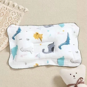 Cuscino Sagomato Per Neonati Pura Garza Di Musola Di Cotone Anti Testa Piatta Supporto Per Il Collo Traspirante Neonato Stampa Cartone