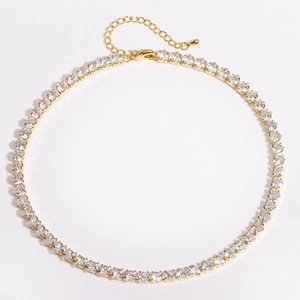 Elegant gold plated heart zircon necklace with shimmering multi-row crystal pavé
