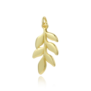 Elegant gold polished copper leaf branch pendant for DIY jewelry earring making