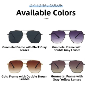 Multiple color options for double-bridge aviator sunglasses with metal frames