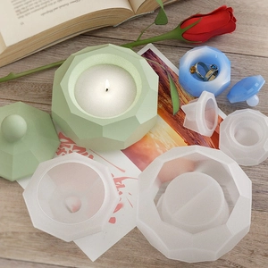 Faceted hexagonal silicone mold set for DIY candle jars and jewelry storage boxes