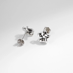 925 sterling silver hollow star stud earrings with vintage distressed finish for women