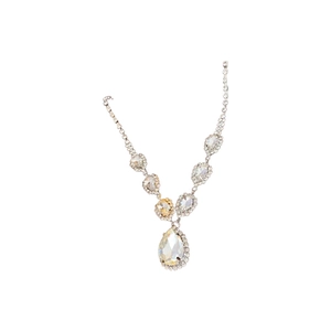 Élégant collier argenté de style français avec pendentif en cristal en forme de larme