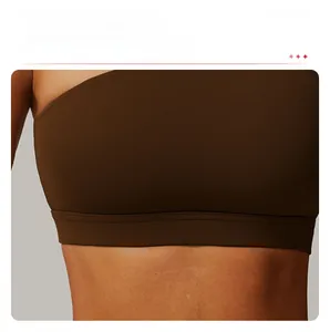 Detail of sports bra with wide elastic hem for enhanced support and anti-slip stability