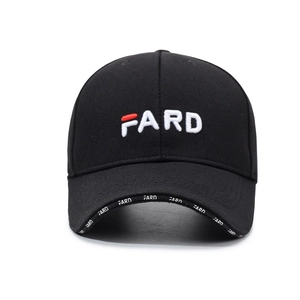 Black baseball cap with 3D FARD letter embroidery and curved brim in cotton twill