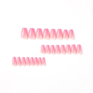 Pink ombre short ballet press on nails with elegant gradient effect and 24 piece set