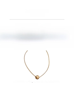 Detail view of 18K gold plated ball necklace showing 44cm length and 6cm extender chain