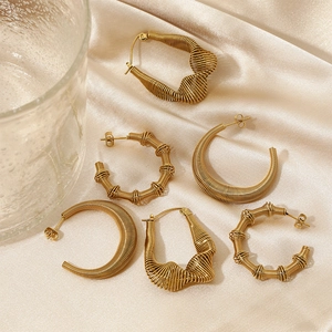 Stainless Steel Earrings Geometric C-Shaped Spiral Wire-Wrapped Minimalist Twisted Jewelry For Women Fashion Accessory