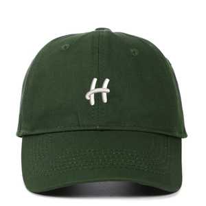 Classic forest green cotton baseball cap with white embroidered H logo on curved brim
