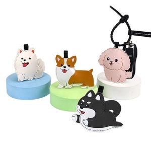 Cute leather puppy keychains featuring Samoyed, Corgi, Poodle and Shiba Inu designs
