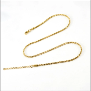 Macro shot of 18K gold plated S-chain necklace showing lobster clasp and extender