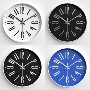 Modern 12 inch minimalist round wall clocks with large bold numbers in four colors