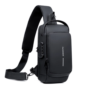 Men Sling Bag Waterproof Oxford Chest Pack USB Charging Port Anti-theft Password Lock Crossbody Bag For Travel Daily