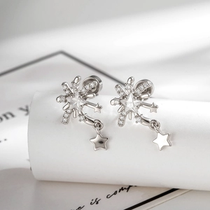 Cartilage Earring Stud Copper Zircon Micro Pave Firework Star Dangle Piercing Jewelry For Women Trendy Sophisticated